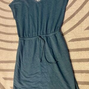 Casual Blue Dress with Drawstring Waist